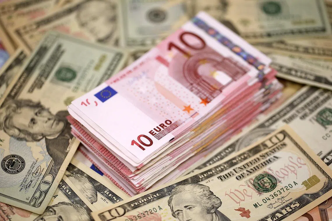 The euro fell to US$1.0764, its lowest since May 9, in early trading in Asia.