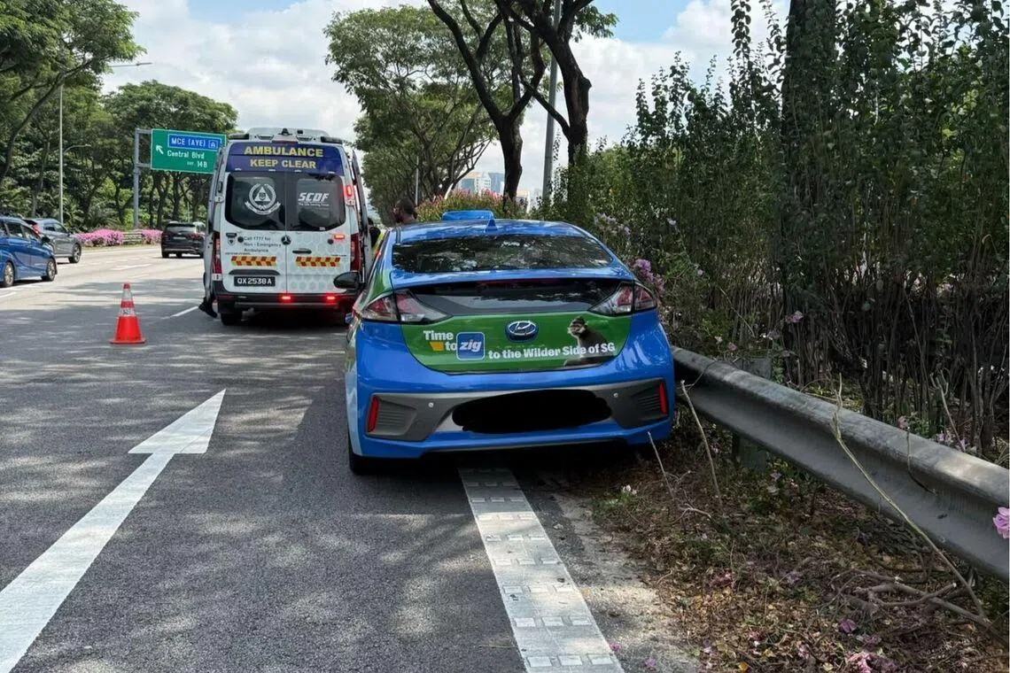 The taxi driver was ferrying two passengers when he passed out.