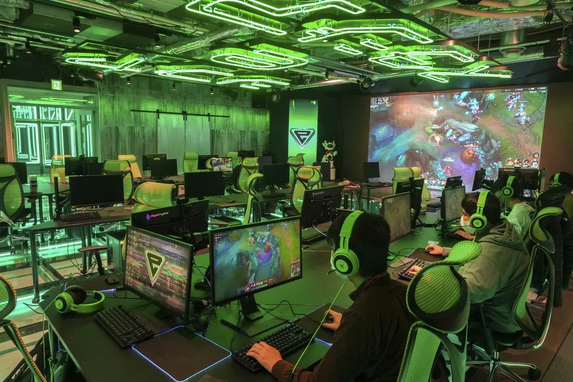 Students competing in a video game tournament at Japan's first e-sports high school in Tokyo, on Dec. 17, 2022. 