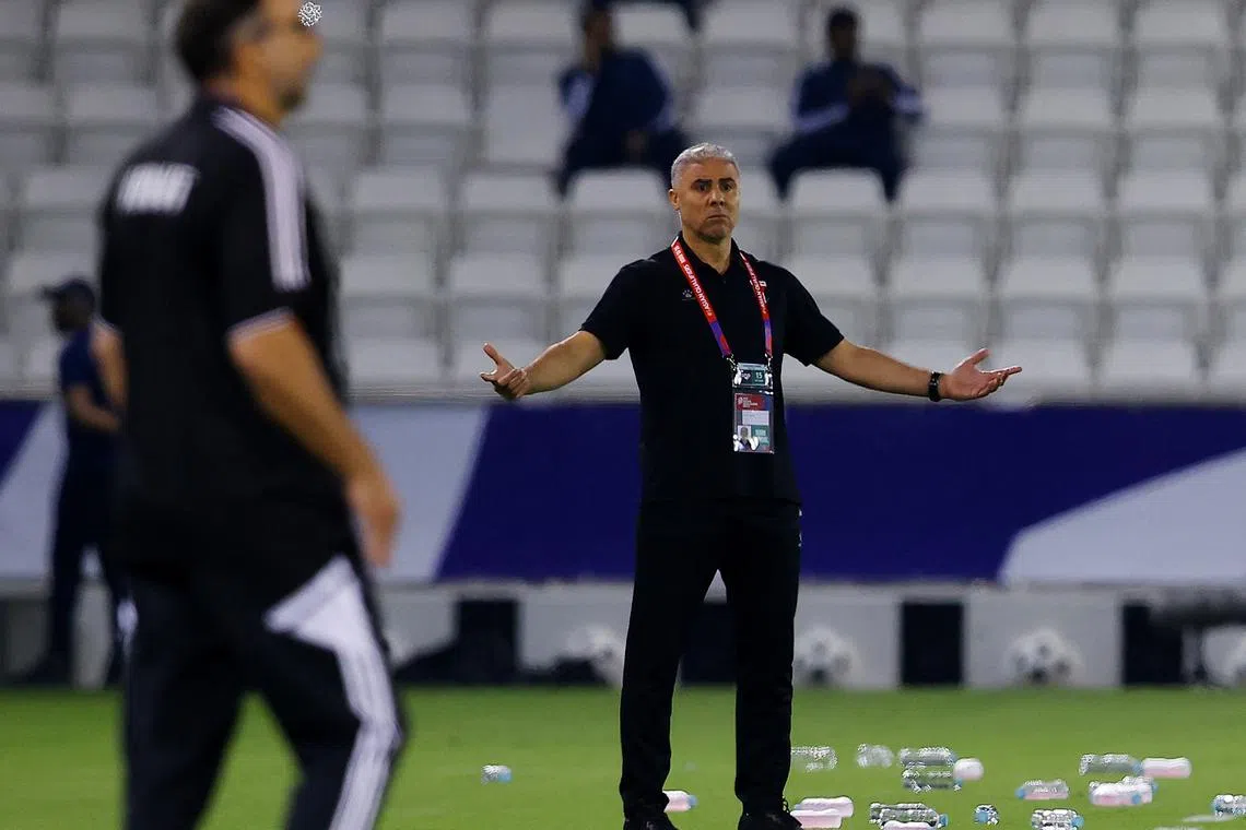 FILE PHOTO: Soccer Football - World Cup - Asian Qualifiers - Third Round - Group B - Palestine v Kuwait - Jassim bin Hamad Stadium, Doha, Qatar - October 15, 2024  Palestine coach Makram Daboub reacts REUTERS/Ibraheem Al Omari/File Photo