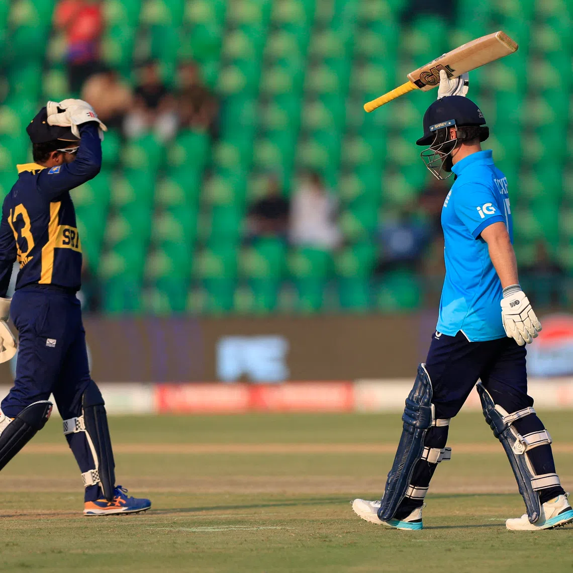 Cricket - Sixth One Day International - England v Sri Lanka - Gaddafi Stadium, Lahore, Pakistan - October 29, 2026 England's Ben Duckett celebrates 150 runs REUTERS/Akhtar Soomro