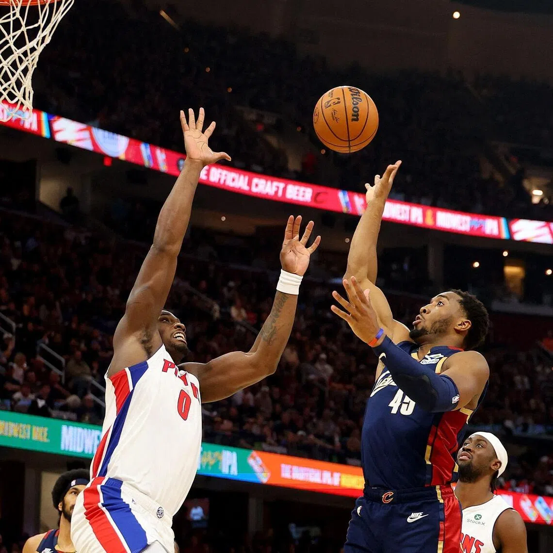 The Cleveland Cavaliers' Donovan Mitchell shooting against Detroit Pistons' Jalen Duren during game six of their NBA Eastern Conference semi-final series on May 15.
Detroit won 115-94 to tie the series at 3-3.