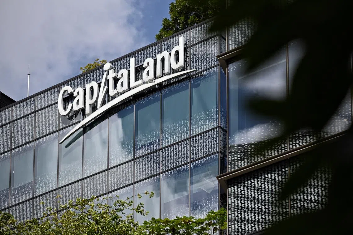 ST20240229_202481094397 Kua Chee Siong/ pixgeneric/ Generic pix of the CapitaLand logo on the facade of Funan Mall on Feb 29, 2024.