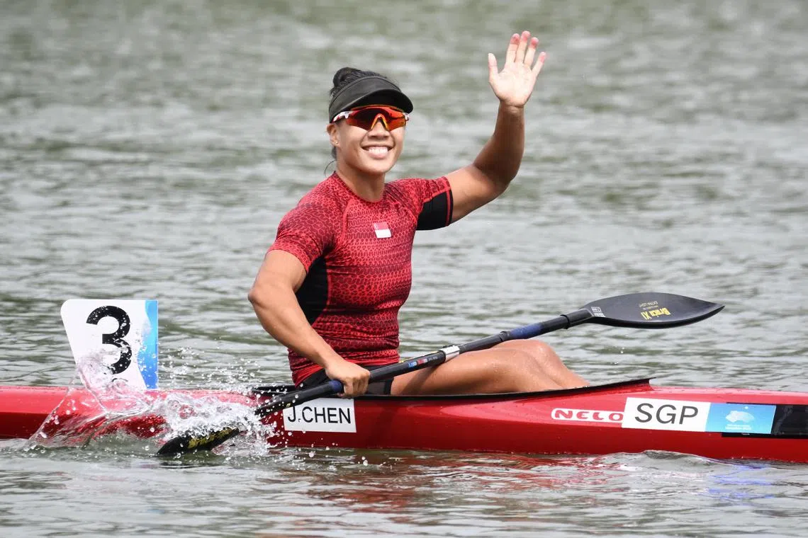 Kayaker Stephenie Chen won a silver in the women’s kayak single 50m at the Asian Games 2023 in Hangzhou, 3 October 2023.