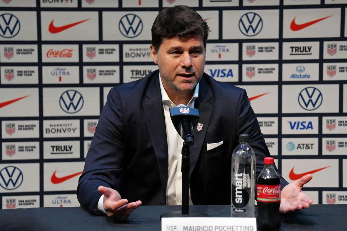 United States men's national team head coach Mauricio Pochettino talks to the media during a press conference.