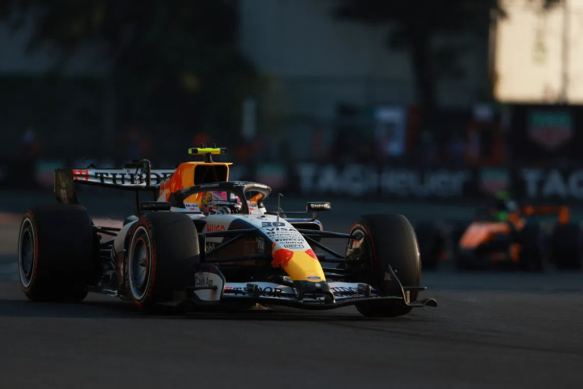 The pair went wheel to wheel 13 minutes into the session, with four-time world champion Verstappen diving down the inside of Lawson at Turn 12.