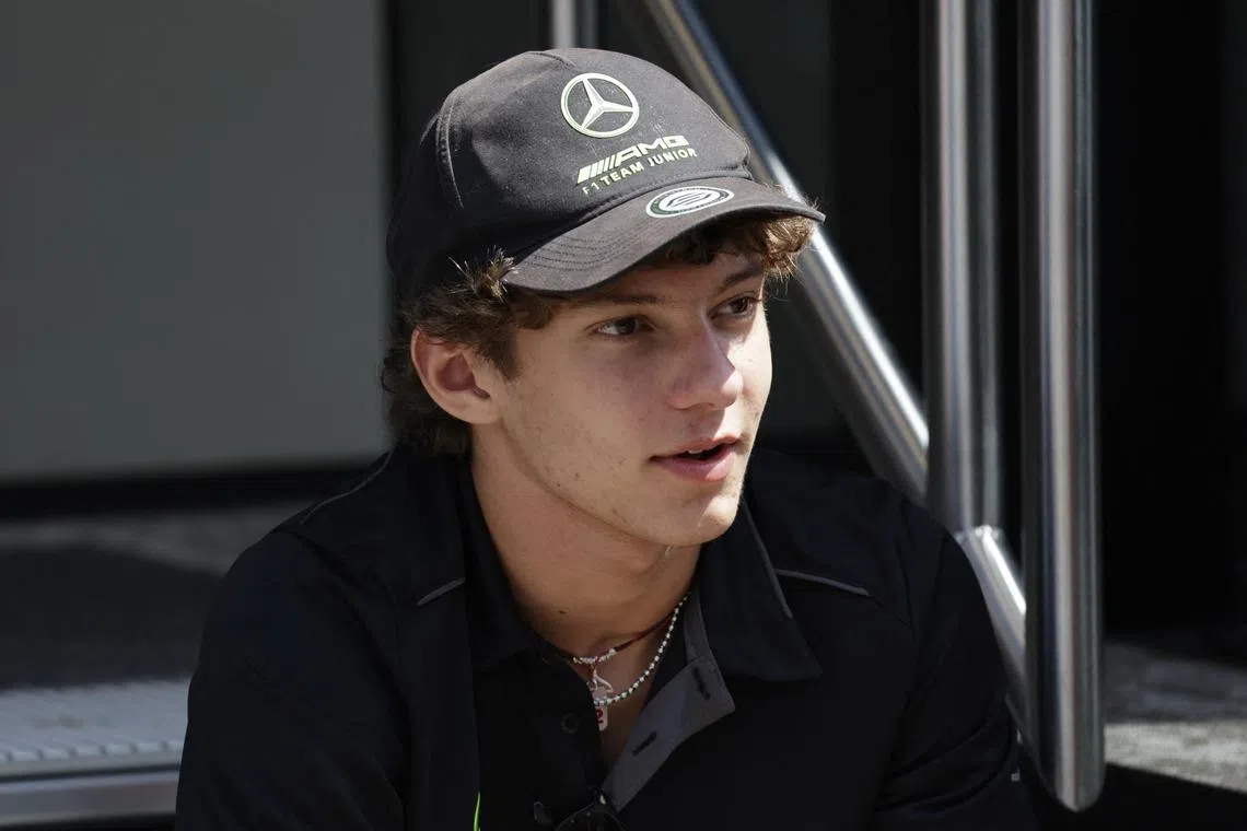 FILE PHOTO: Formula One F1 - Belgian Grand Prix - Circuit de Spa-Francorchamps, Stavelot, Belgium - July 25, 2024 Mercedes' formula 2 driver Andrea Kimi Antonelli ahead of the Belgian Grand Prix REUTERS/Leonhard Foeger/File Photo