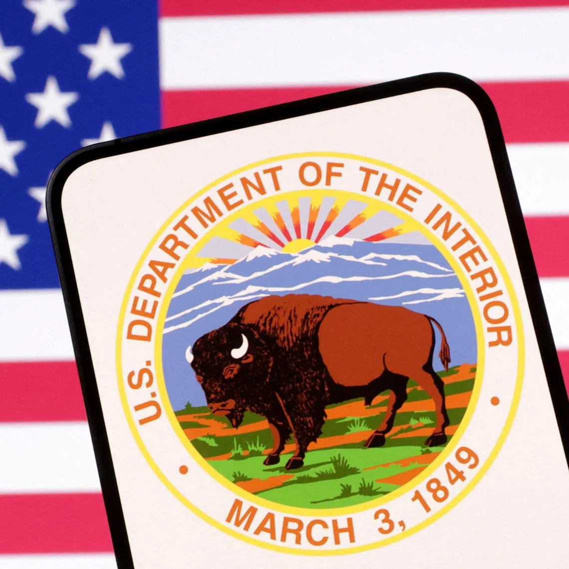 United States Department of the Interior logo and U.S. flag are seen in this illustration taken April 23, 2025. REUTERS/Dado Ruvic/Illustration