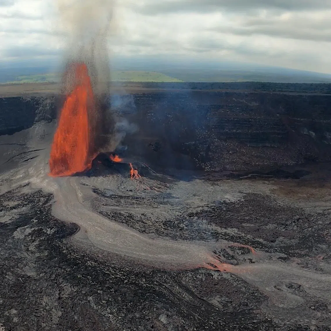 Kilauea volcano spews lava, in Hawaii, U.S., April 1, 2025.