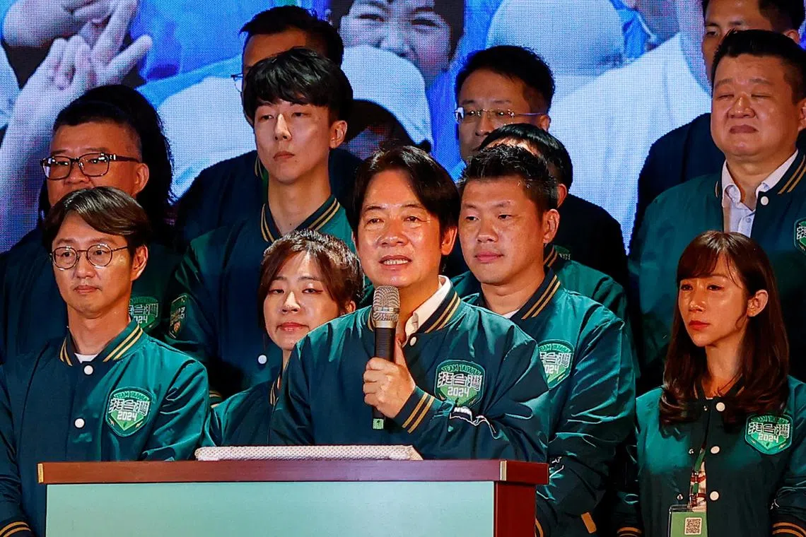 FILE PHOTO: Taiwan's Vice President William Lai makes a speech at the ruling Democratic Progressive Party annual congress in Taipei, Taiwan July 16, 2023. REUTERS/Ann Wang/File Photo