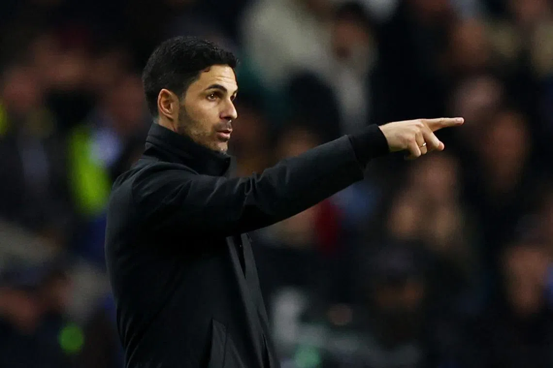 Soccer Football - Champions League - Round of 16 - First Leg - FC Porto v Arsenal - Estadio do Dragao, Porto, Portugal - February 21, 2024 Arsenal manager Mikel Arteta reacts REUTERS/Pedro Nunes/ File Photo