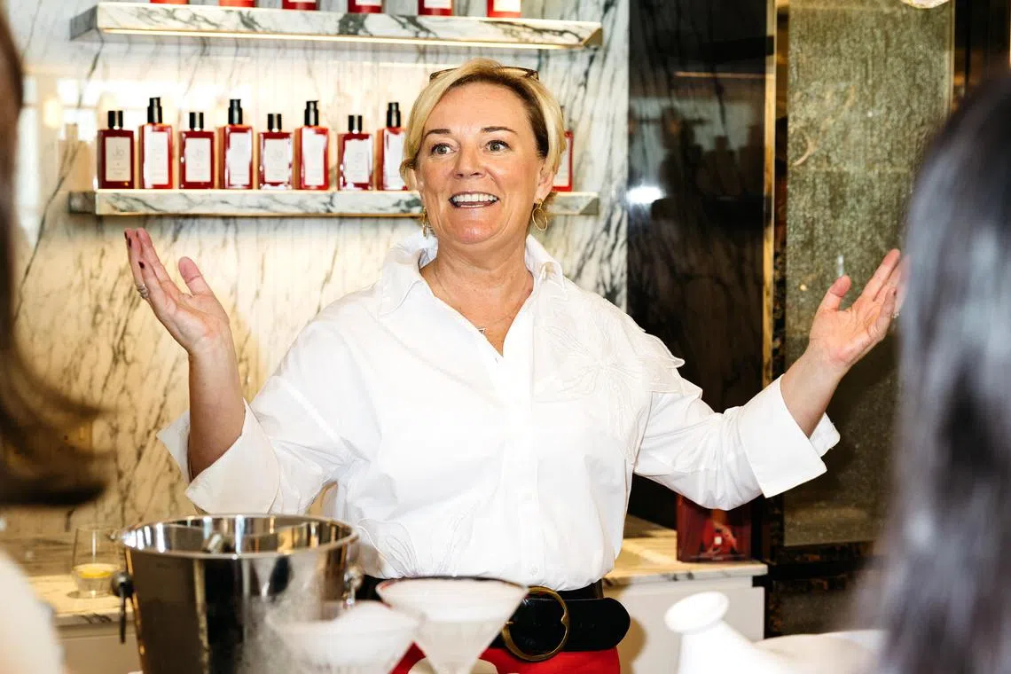 Renowned perfumer Jo Malone CBE did a fragrance demonstration at Marina Bay Sands, to celebrate the launch of Jo Loves at the hotel

