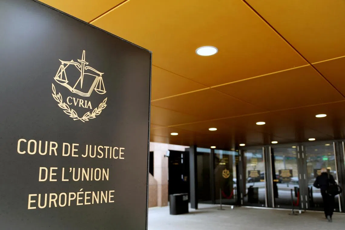 FILE PHOTO: The entrance of the European Court of Justice is pictured in Luxembourg, January 26, 2017. Picture taken January 26, 2017. REUTERS/Francois Lenoir/File Photo