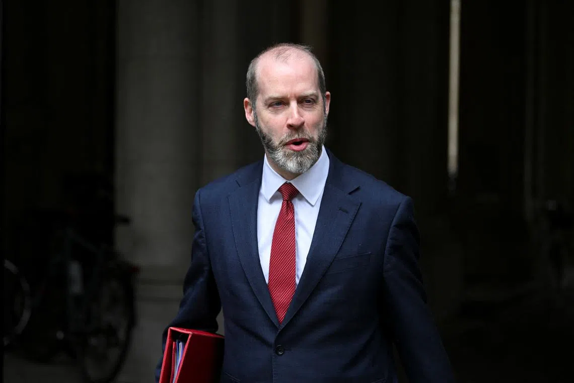 FILE PHOTO: Britain's Secretary of State for Business and Trade Jonathan Reynolds arrives for a cabinet meeting at 10 Downing Street in London, Britain, June 11, 2025. REUTERS/Jaimi Joy/File Photo