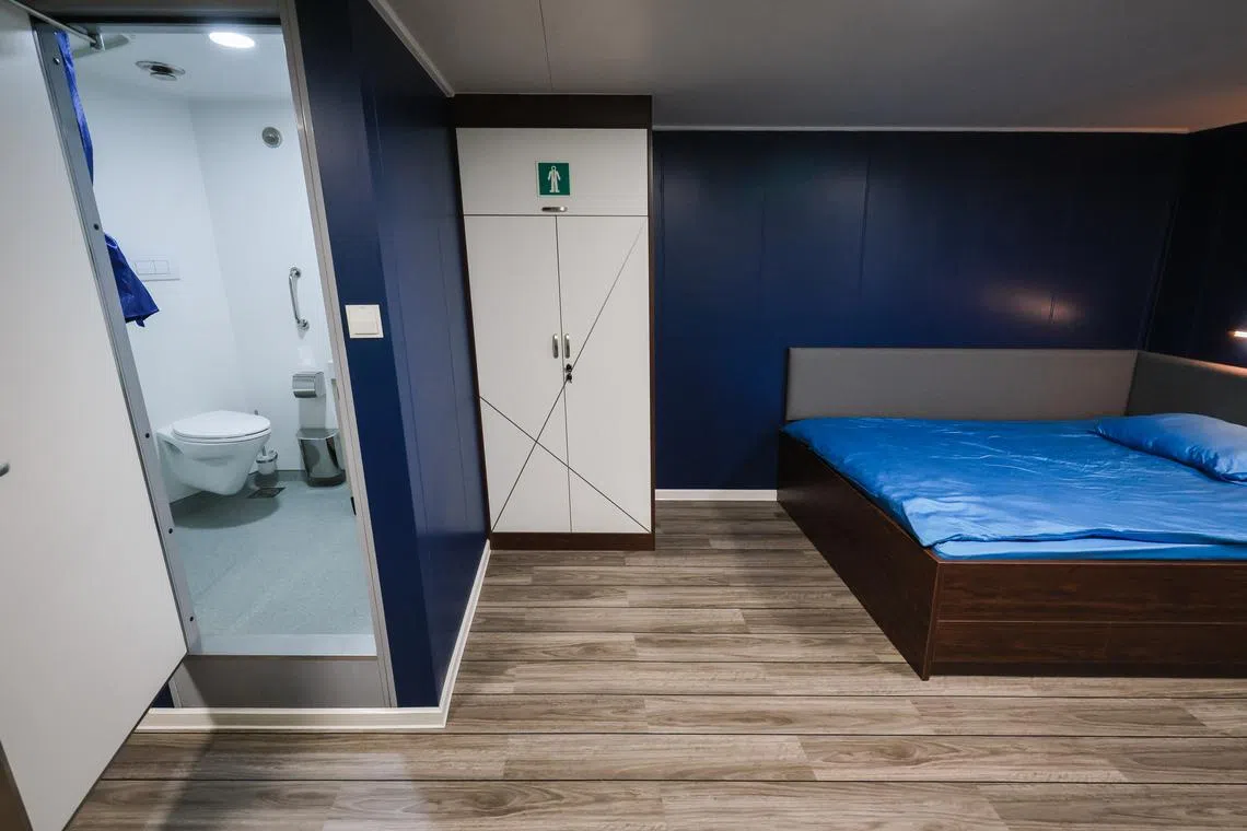 A crew’s cabin on board the CMA CGM Notre Dame.