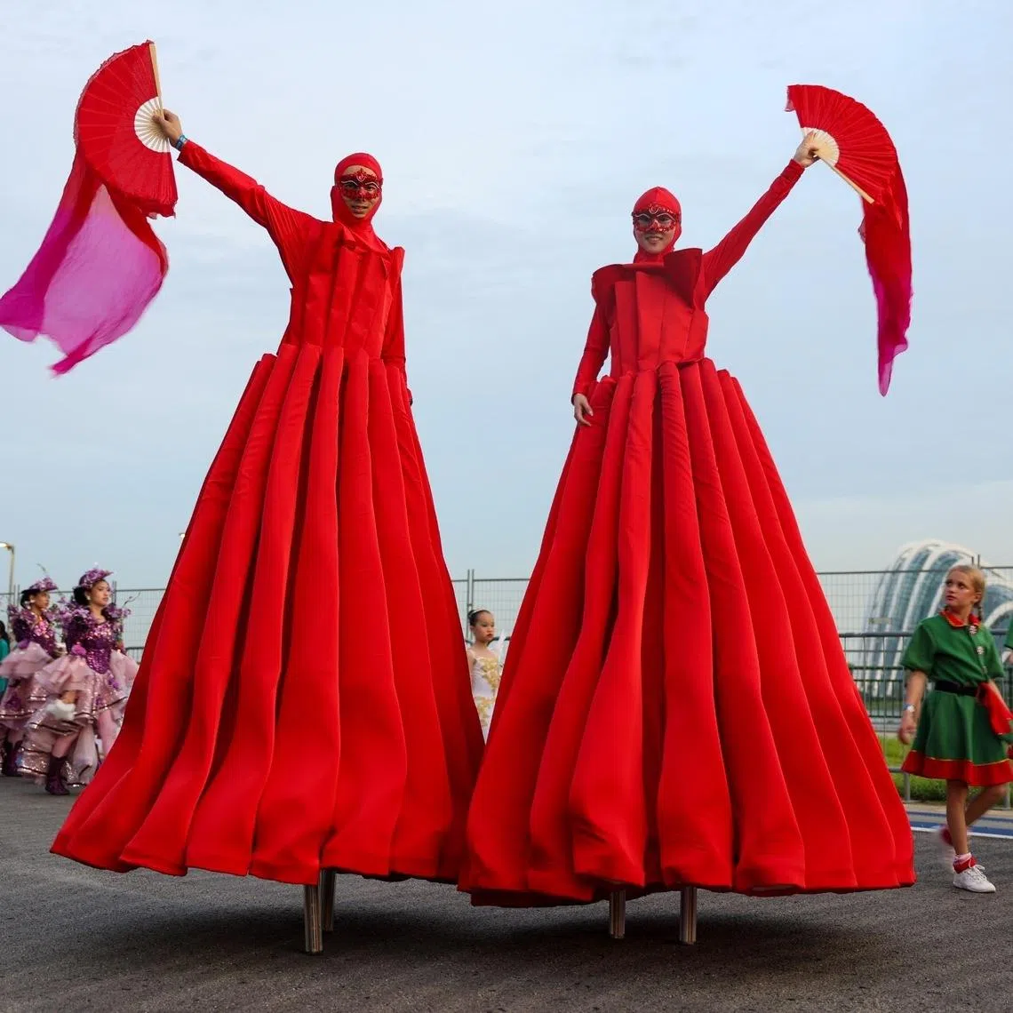 Mr Goh Jun Siang (left) and groupmate Lyndy Koh on Feb 27. He founded Art of Stilts Singapore in 2023.