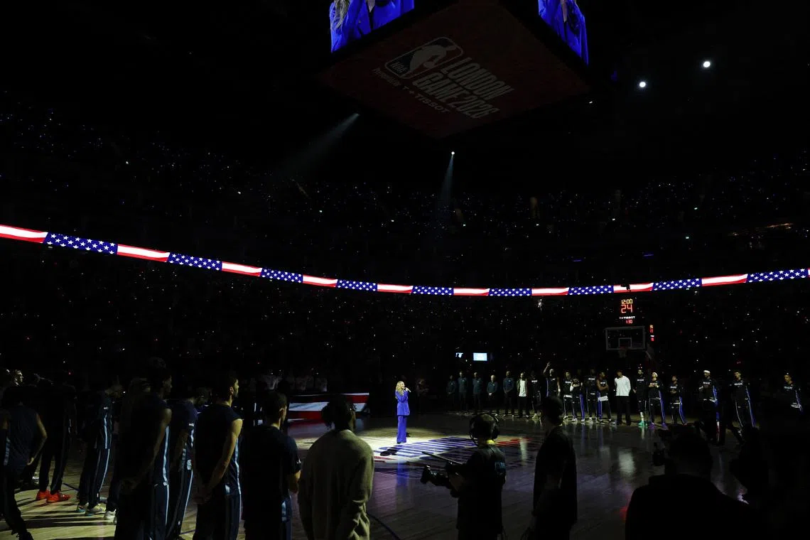Basketball - NBA - Memphis Grizzlies v Orlando Magic - O2 Arena, London, Britain - January 18, 2026 Vanessa Williams sings the United States national anthem before the game Action Images via Reuters/Paul Childs