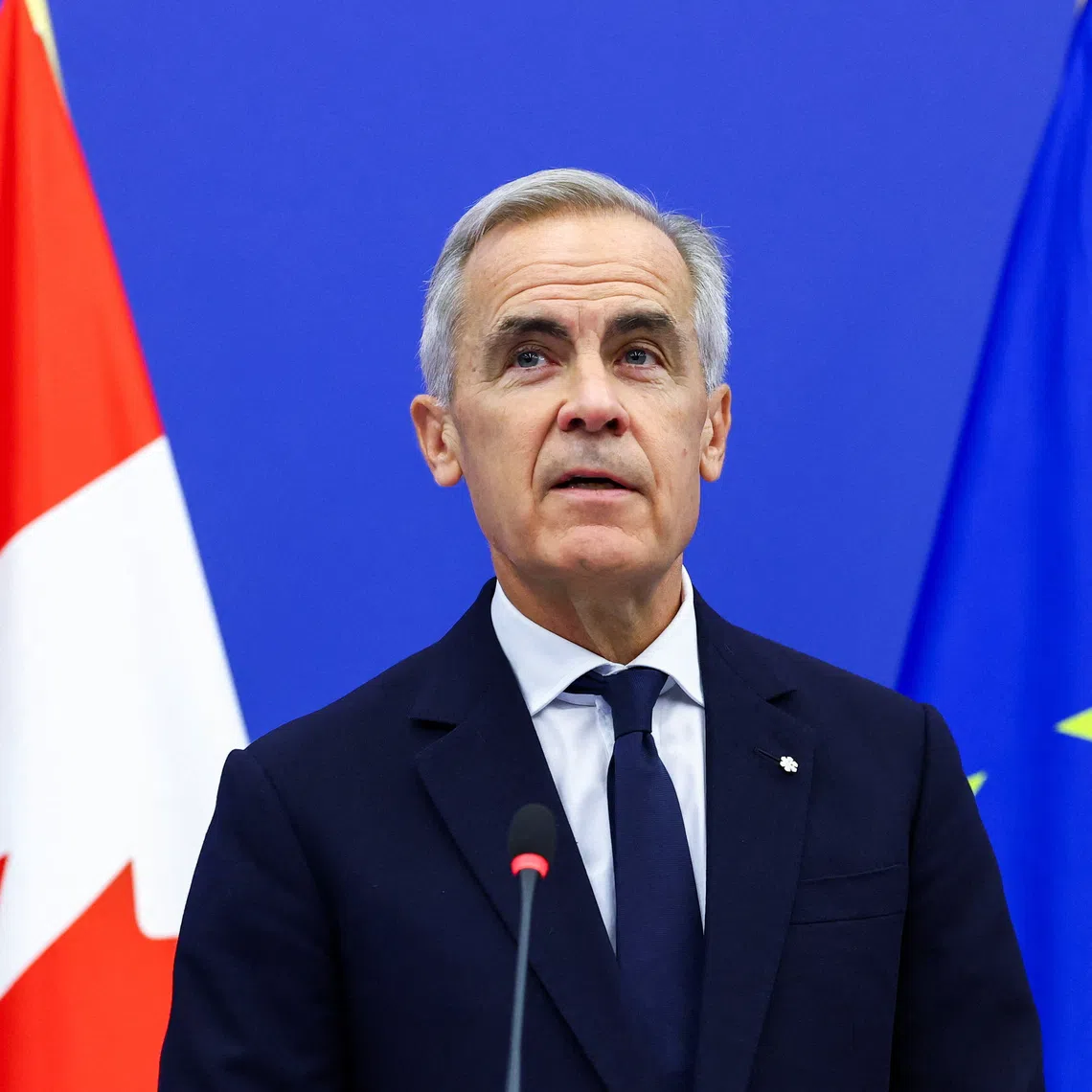 Canadian Prime Minister Mark Carney holds a joint press conference with European Parliament President Roberta Metsola (not pictured) after his address at the European Parliament in Strasbourg, France, September 17, 2026. REUTERS/Yves Herman