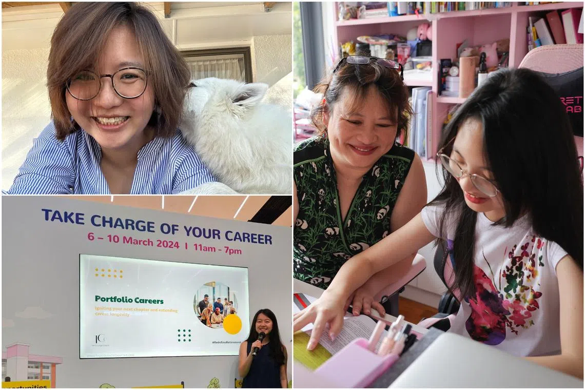 (Clockwise from top left) Ms Stephanie Tan left her job to travel for a year, Ms Lina Chan took a three-month break from work to support her daughter, while Ms Lim Kai Ning founded a start-up during her sabbatical.