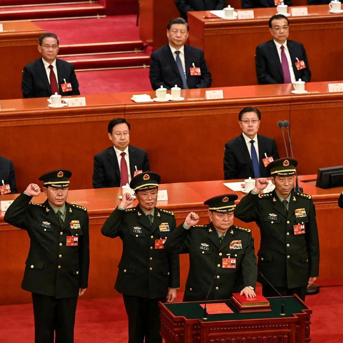 General Zhang Youxia (front), the senior vice chairman of its powerful Central Military Commission (CMC) and General Liu Zhenli were under investigation for suspected "serious violations of discipline", a common euphemism for corruption.