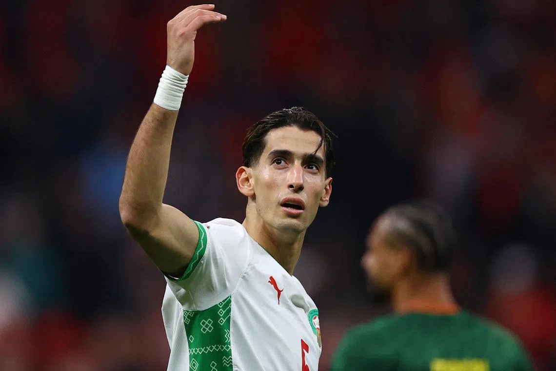 Soccer Football - CAF Africa Cup of Nations - Morocco 2025 - Quarter Final - Morocco v Cameroon - Prince Moulay Abdellah Stadium, Rabat, Morocco - January 9, 2026 Morocco's Nayef Aguerd celebrates after the match REUTERS/Siphiwe Sibeko