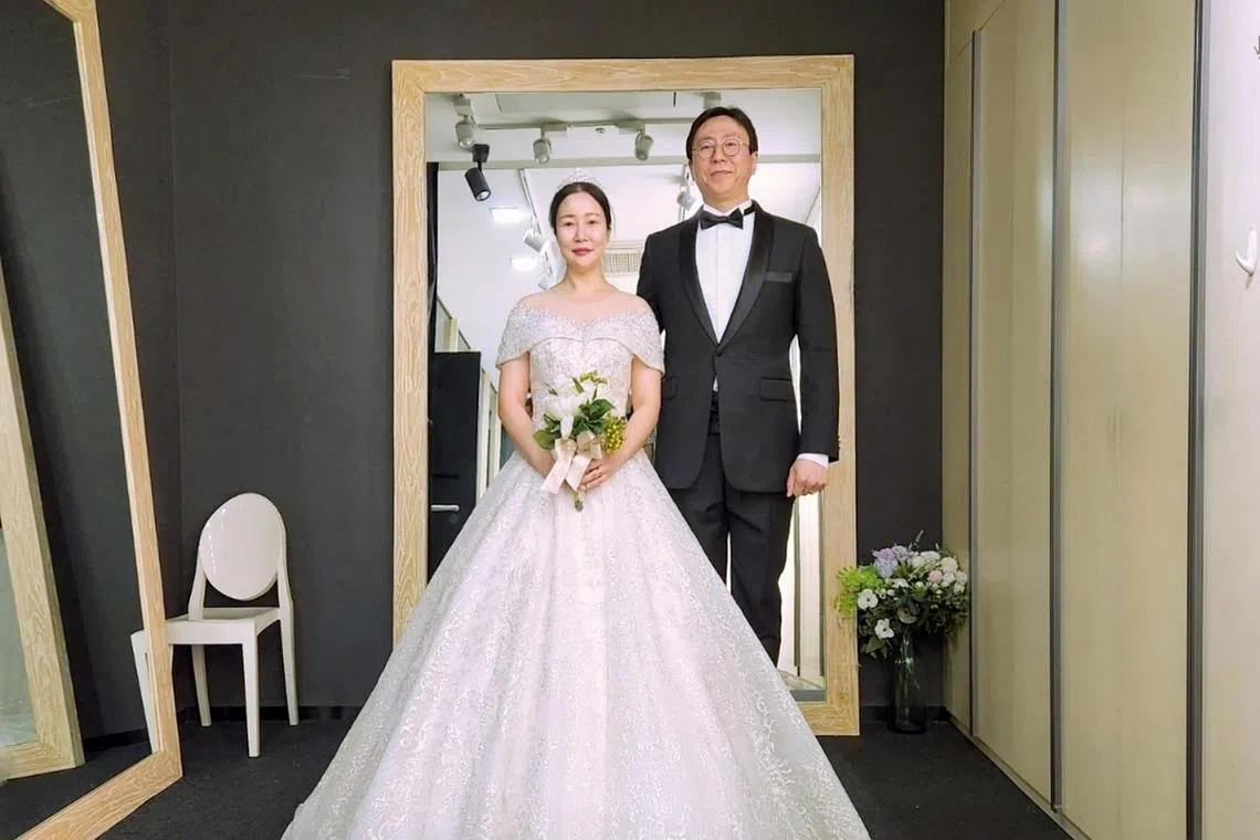 Ms Jung So-won, 41, with her husband-to-be Hong Woo-chul, 45.