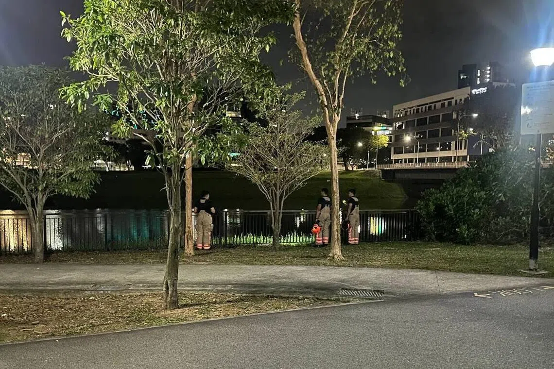 Three SCDF officers were seen at the Kallang River at about 9.30pm and were using their torches to scan the water surface there.