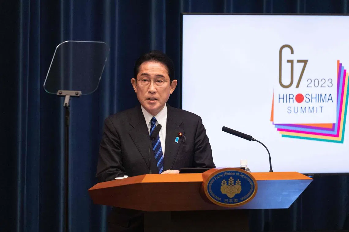 Japanese PM Fumio Kishida speaks during a press conference in Tokyo on Feb 24, 2023.