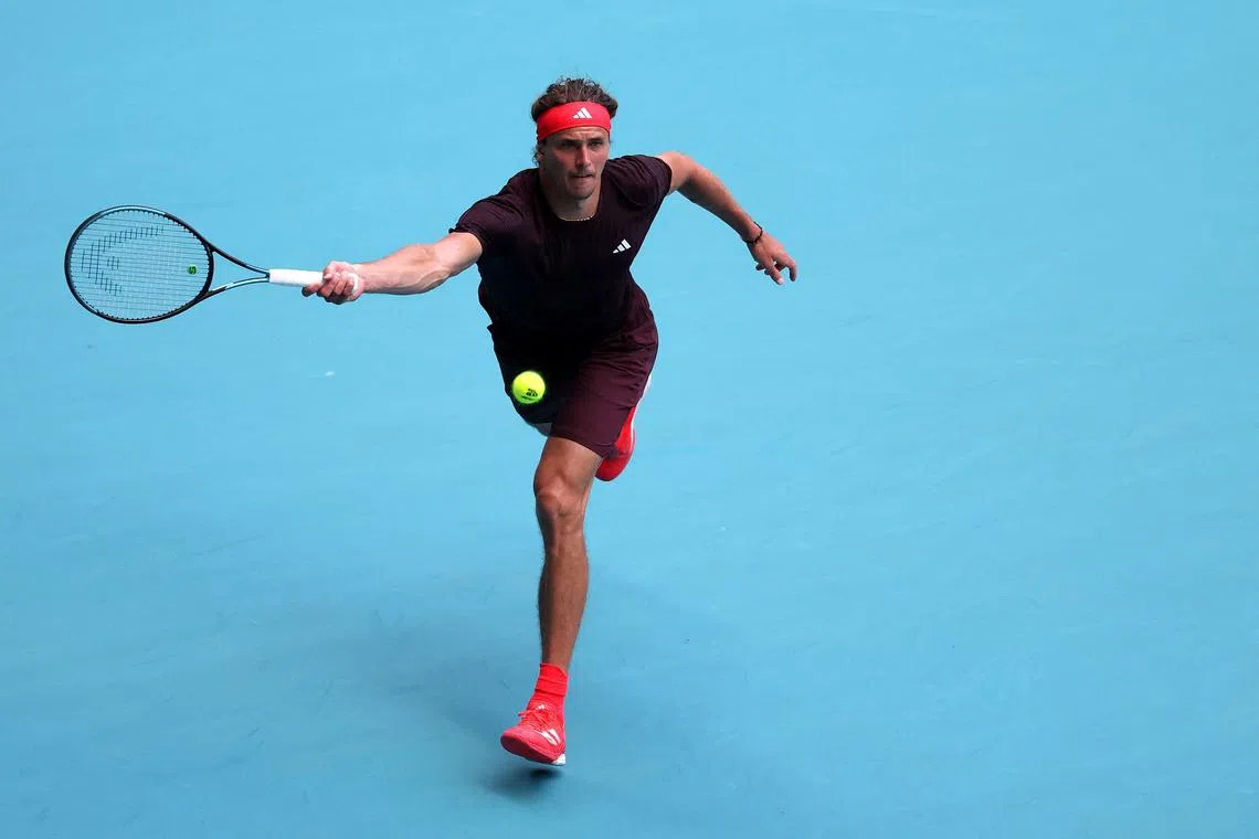 Germany's Alexander Zverev in action against Britain's Jacob Fearnley.