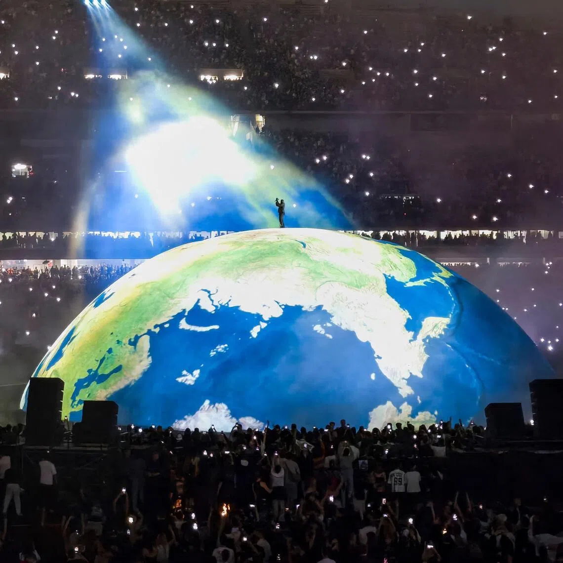 US rapper Kanye West performs on stage during a concert at the Ataturk Olympic Stadium in Istanbul on May 30, 2026.