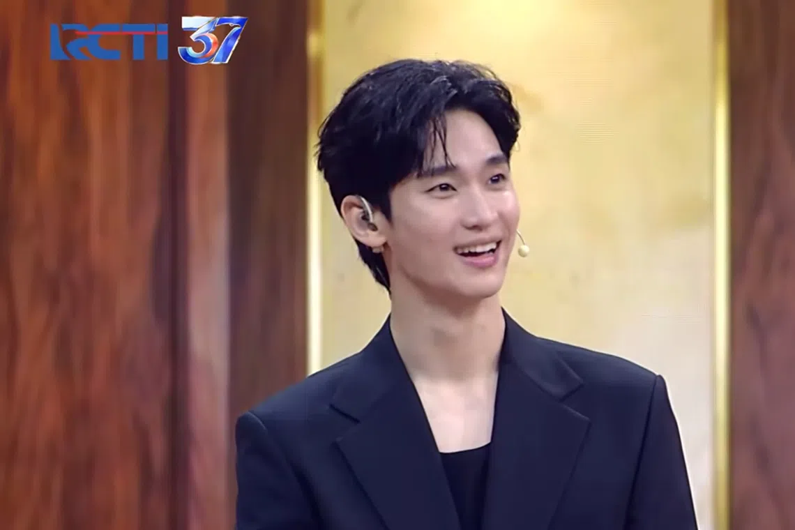 Kim Soo-hyun on the live broadcast Mahakarya RCTI 37, a programme celebrating the 37th anniversary of Indonesia’s RCTI network, on Aug 23.