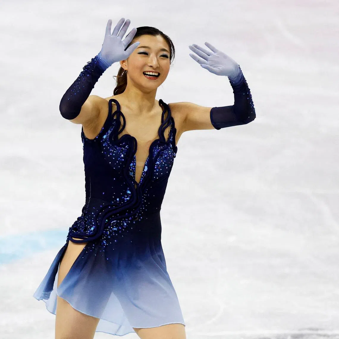 Figure Skating - ISU Figure Skating World Championships - O2 arena, Prague, Czech Republic - March 25, 2026 Japan's Kaori Sakamoto reacts during women's short program REUTERS/David W Cerny