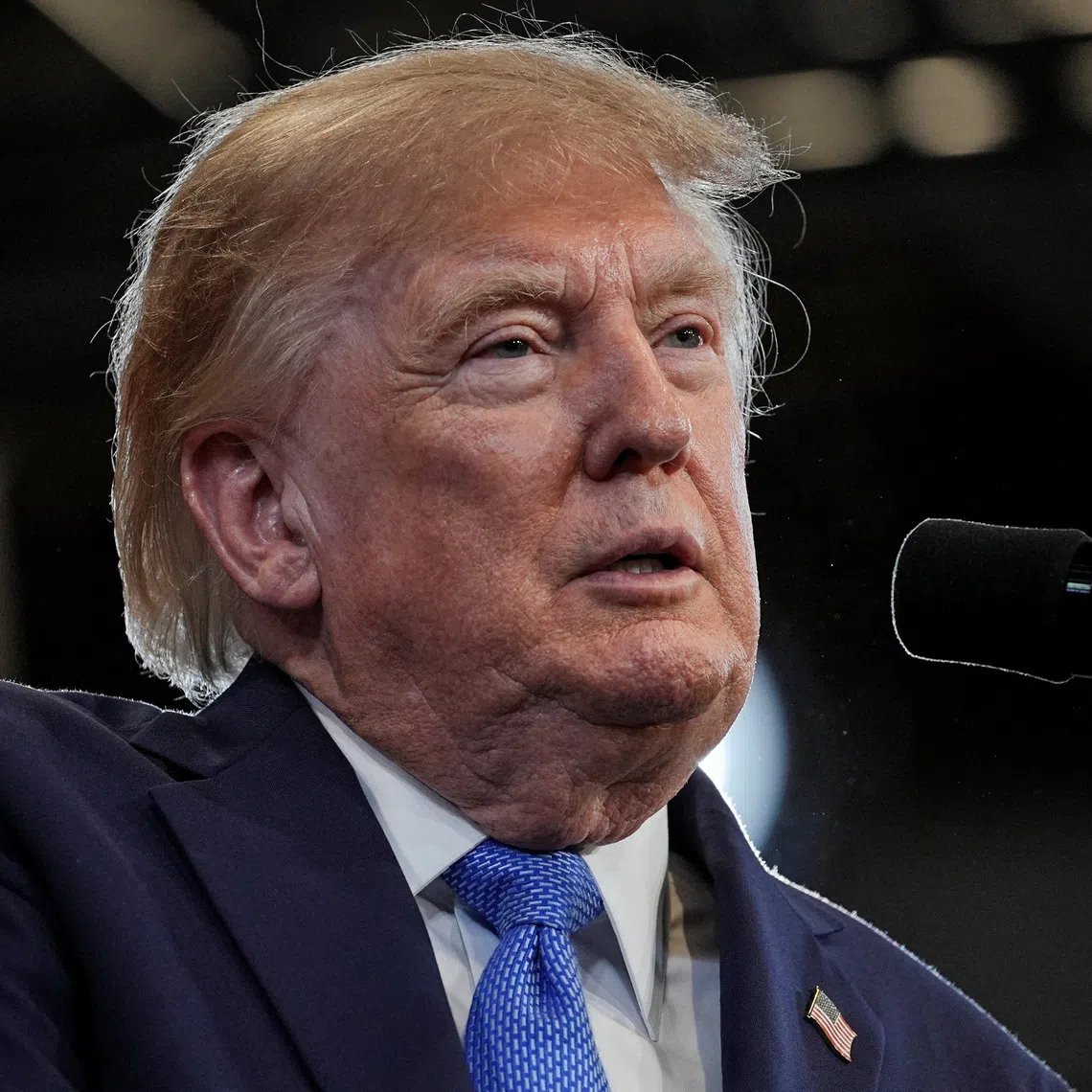 US President Donald Trump speaking at a political rally in Garden City, New York, on Aug 14.