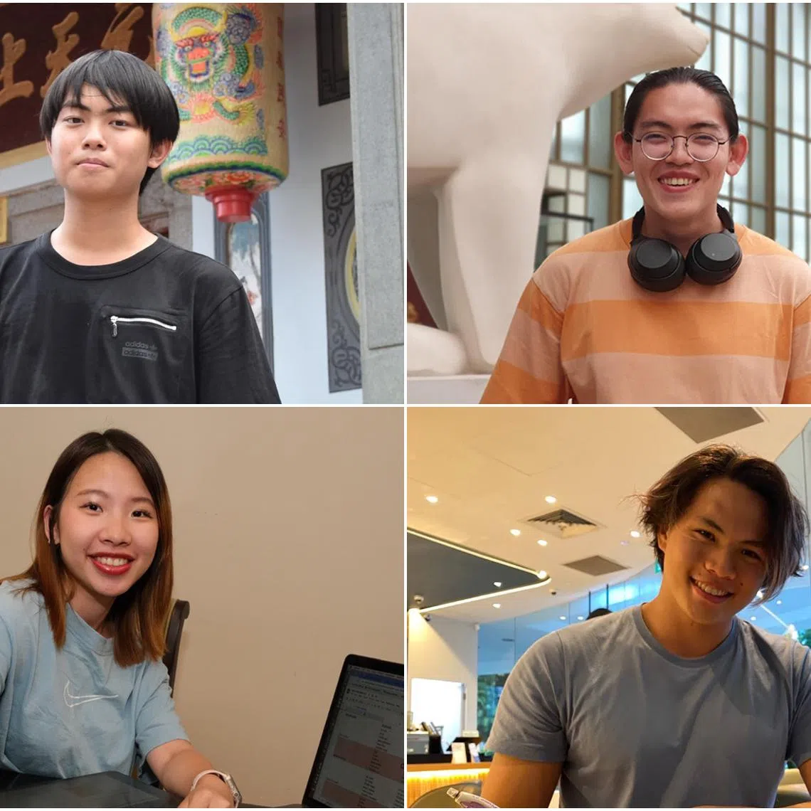 (Clockwise from top left) Mr Gareth Quek, Mr Wang Xinghao, Mr Ethan Lim and Ms Sabrina Koh.