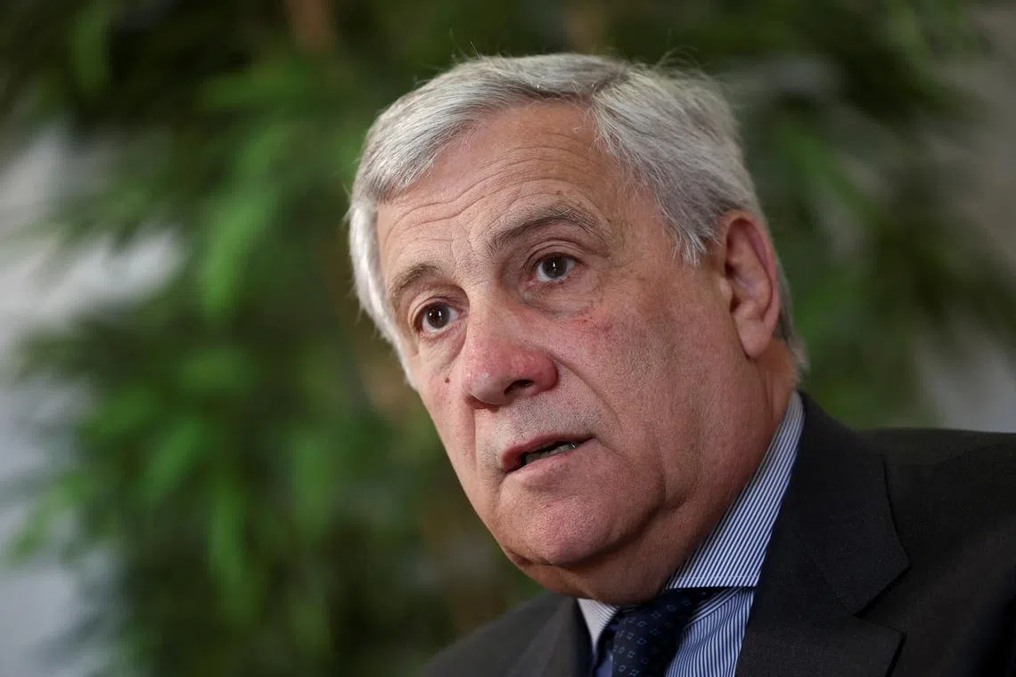 FILE PHOTO: Italian Foreign Minister Antonio Tajani looks on during an interview with Reuters in Rome, Italy, April 15, 2024. REUTERS/Guglielmo Mangiapane/File Photo