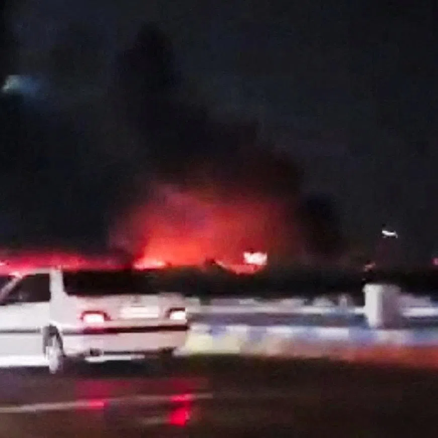 Smoke rises from a fire after an explosion, amid reports of explosions by Iranian state media, in Bandar Abbas, Hormozgan Province, Iran in this screengrab obtained from a social media video released July 8, 2026. Social Media/via REUTERS