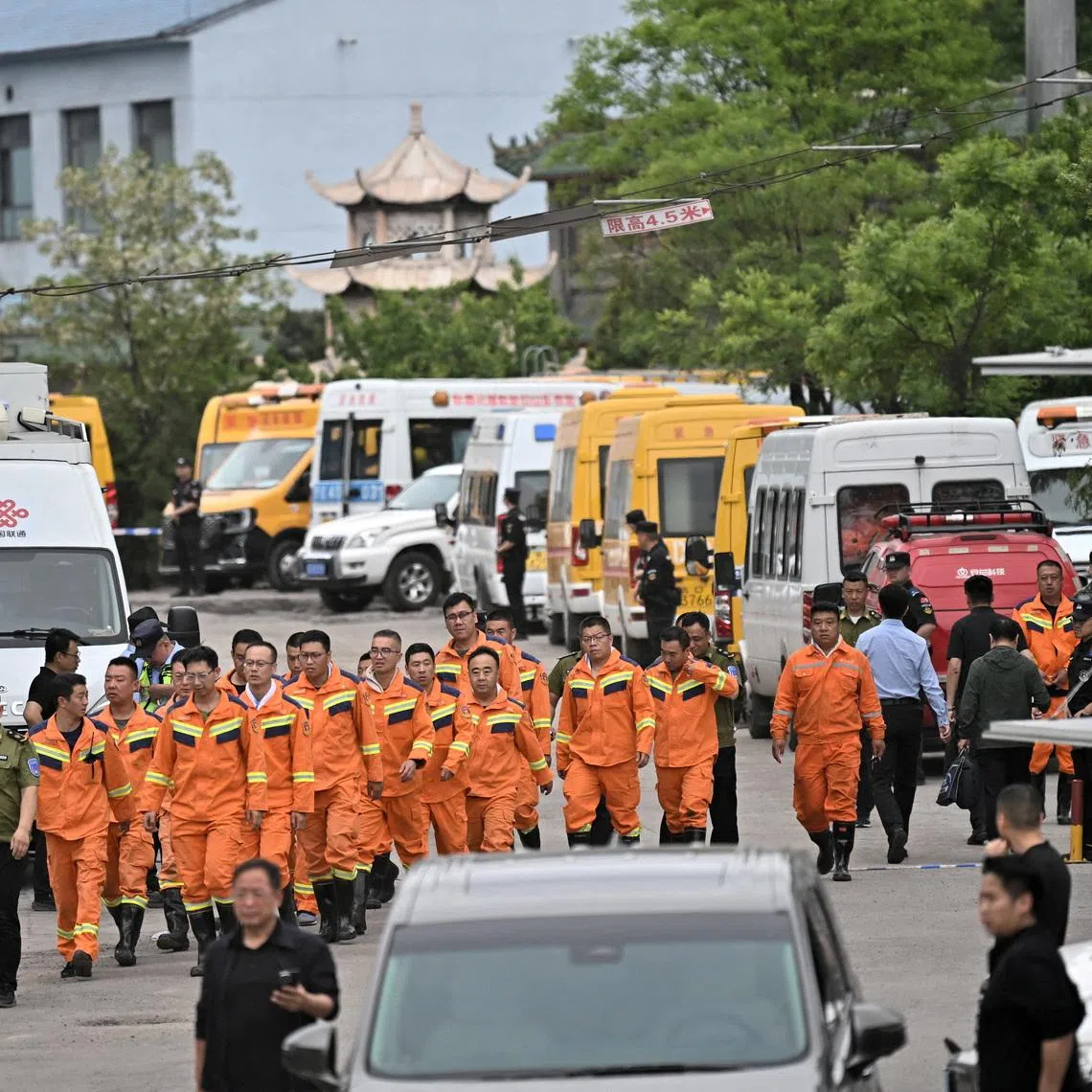 Rescuers work at the site following a gas explosion at Liushenyu coal mine in Qinyuan county, Shanxi province, China May 23, 2026. cnsphoto via REUTERS  THIS IMAGE HAS BEEN SUPPLIED BY A THIRD PARTY CHINA OUT. NO COMMERCIAL OR EDITORIAL SALES IN CHINA