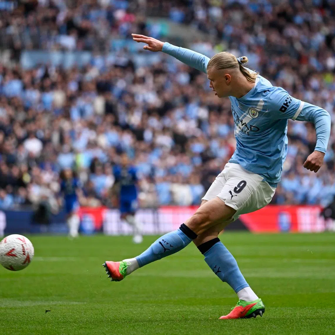 Soccer Football - FA Cup - Final - Chelsea v Manchester City - Wembley Stadium, London, Britain - May 16, 2026 Manchester City's Erling Haaland misses a chance to score REUTERS/Tony O Brien