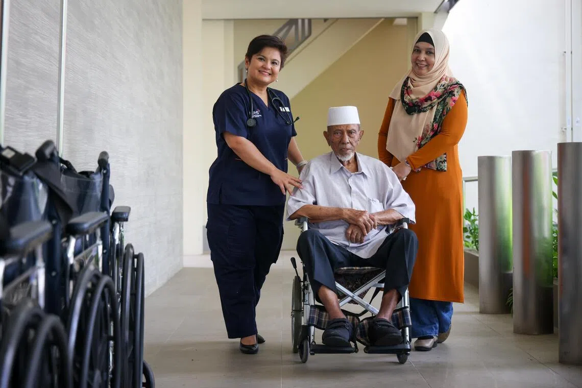 Mr Osman Abdollah with his doctor Neeta Kesu Belani (left) and daughter Hadijah.