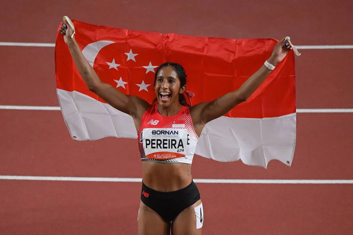 Shanti Pereira clinched an Asian Games silver in the women’s 100m after clocking a season’s best 11.21sec in the final on Sept 25.