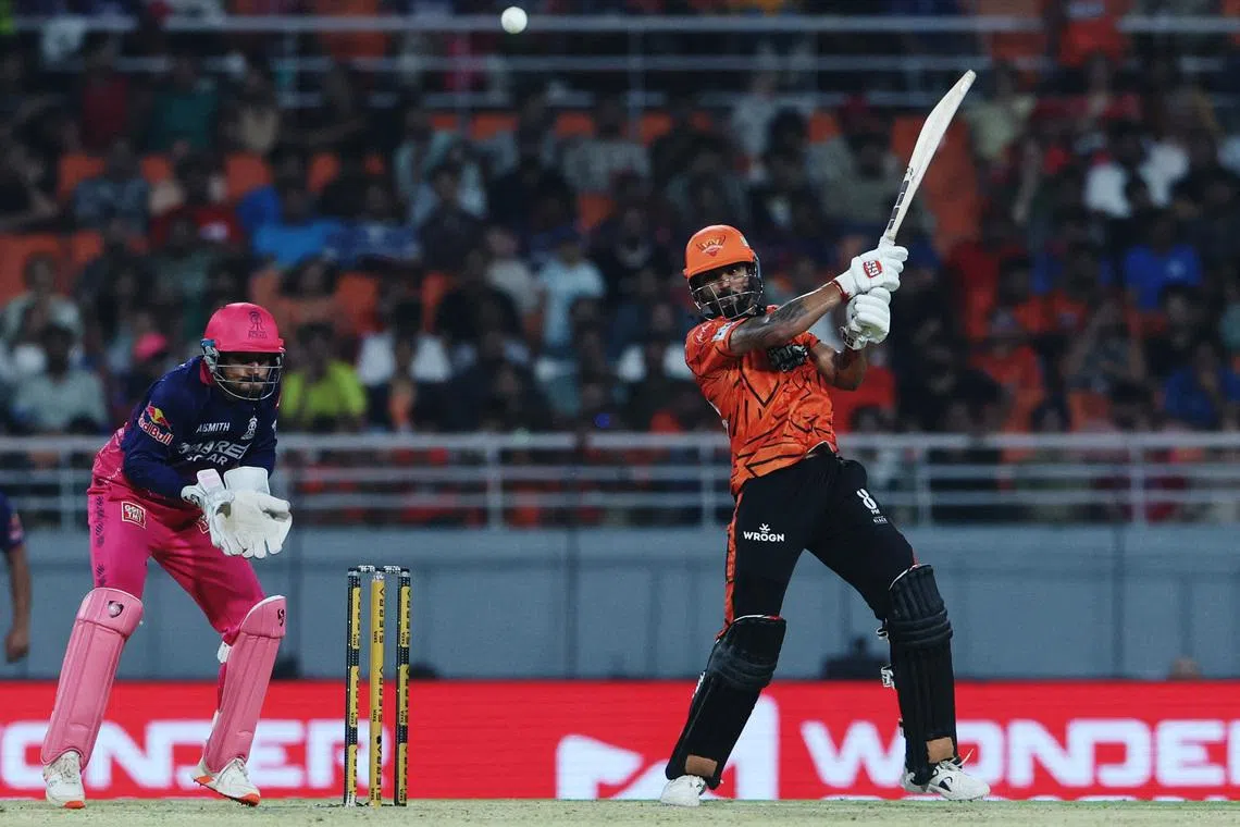 Cricket - Indian Premier League - IPL - Eliminator - Sunrisers Hyderabad v Rajasthan Royals - Maharaja Yadavindra Singh International Cricket Stadium, New Chandigarh, India - May 27, 2026 Sunrisers Hyderabad's Nitish Kumar Reddy in action REUTERS/Francis Mascarenhas