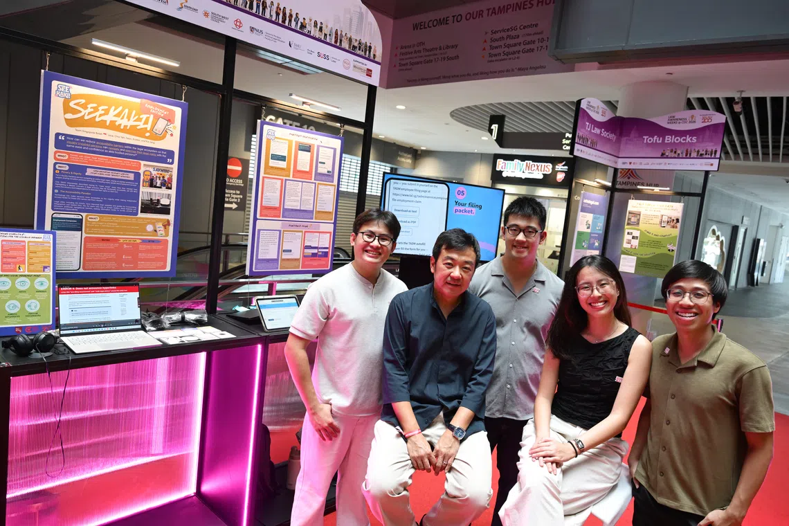 (From left) See-Kaki’s creators Jace Bong, mentor Koh Kia Jeng, Sean Cheng, Kristen Ng and Lim Chia Yeh.