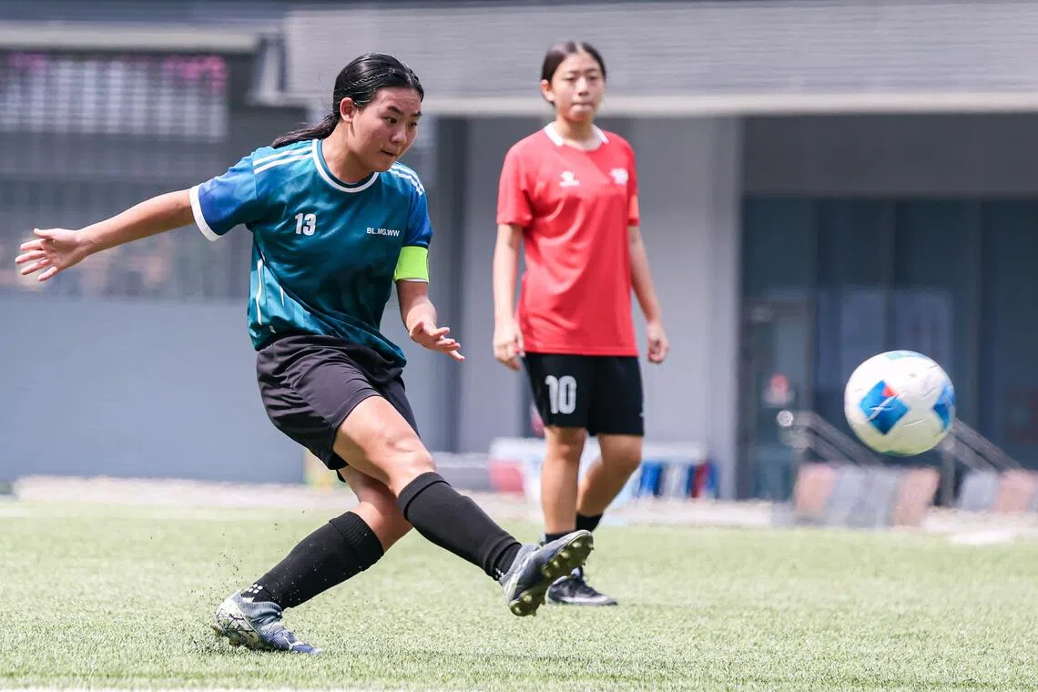 Centre-based Partnership W3 captain Kayla Lim scoring the fourth goal from a free kick.