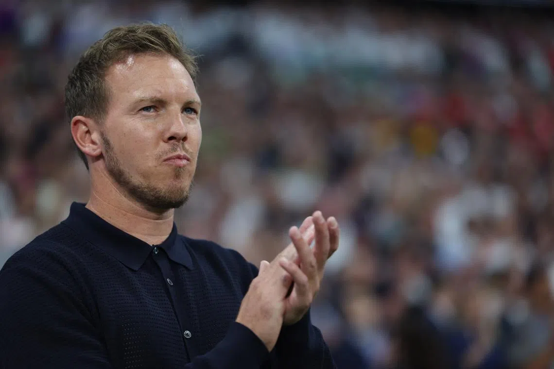 FILE PHOTO: Soccer Football - Euro 2024 - Group A - Switzerland v Germany - Frankfurt, Germany - June 23, 2024 Germany coach Julian Nagelsmann before the match REUTERS/Thilo Schmuelgen/File Photo