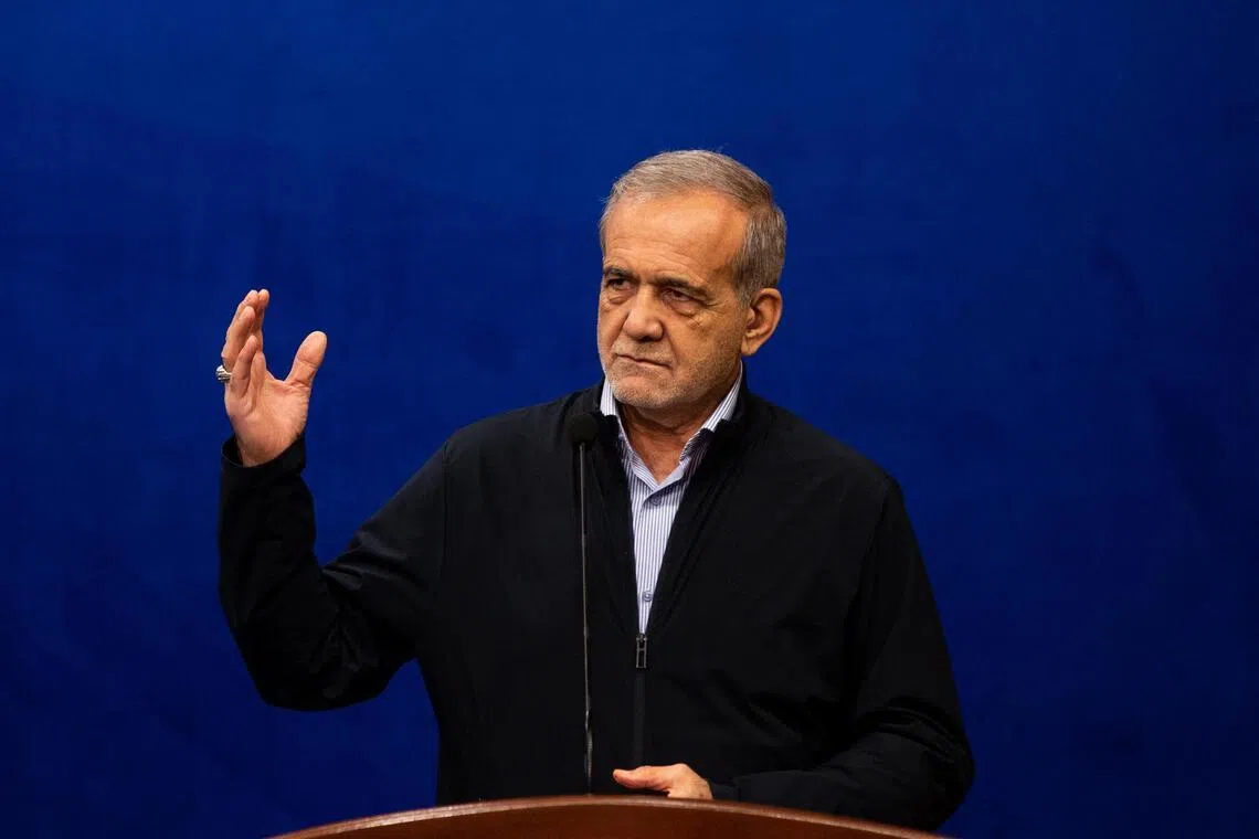 Iranian President Masoud Pezeshkian accused Iran’s enemies of hitting infrastructure and imposing a blockade “so that the current satisfaction turns into dissatisfaction”.