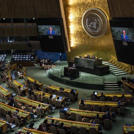 The United Nations General Assembly at UN headquarters in New York on Sept 26, 2025.