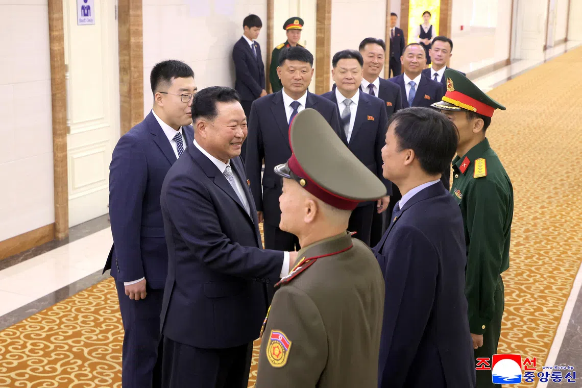 A delegation from North Korea’s defence ministry, led by deputy defence Minister Ryo Chol Ung, prepares to leave Pyongyang for Vietnam, on Sept 22.