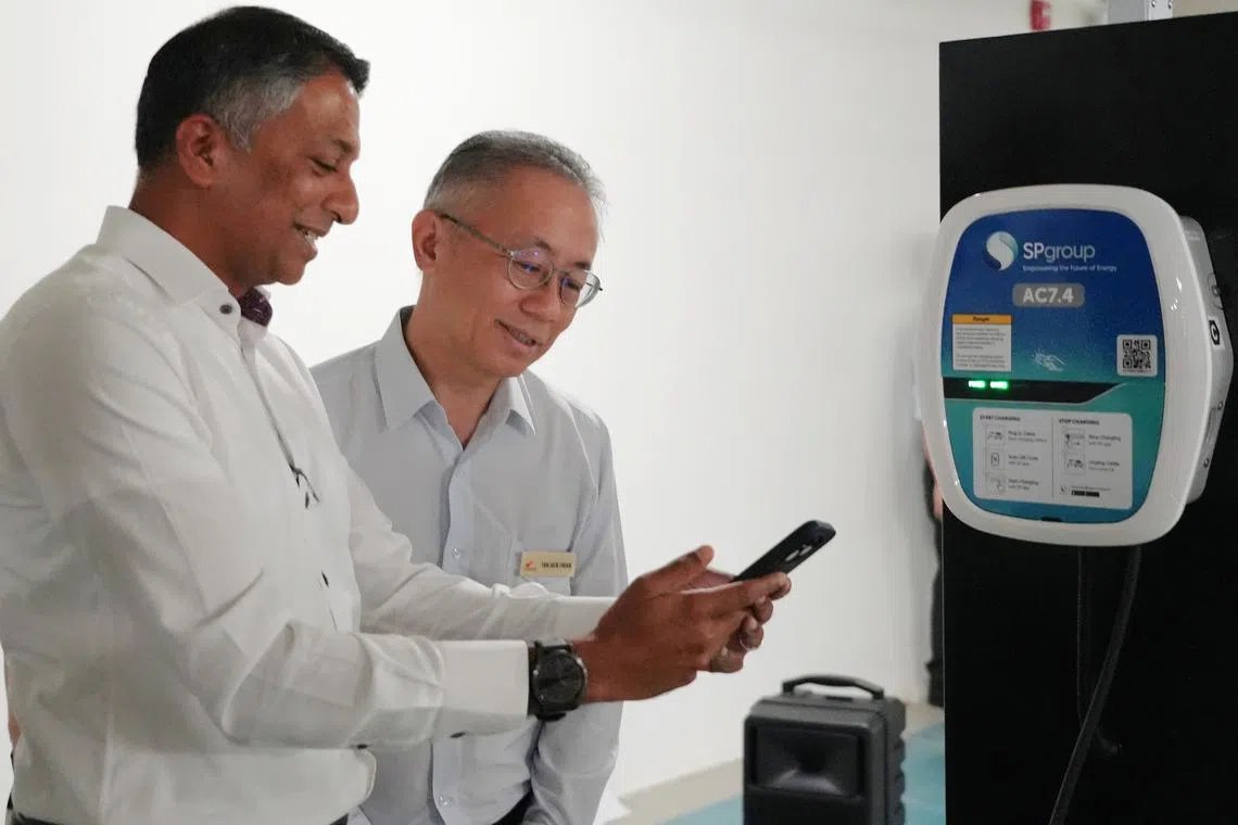 The chargers, which may be used by the public and staff, are located on levels B3 and B4 at the SingHealth Tower carpark.