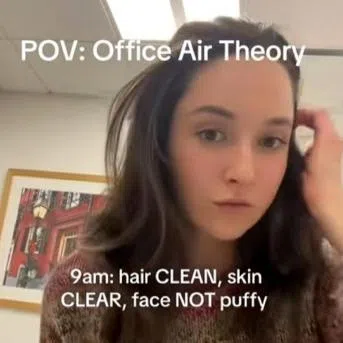 TikToker Noa Donlan documents the decline in her appearance from start to end of the work day. 
