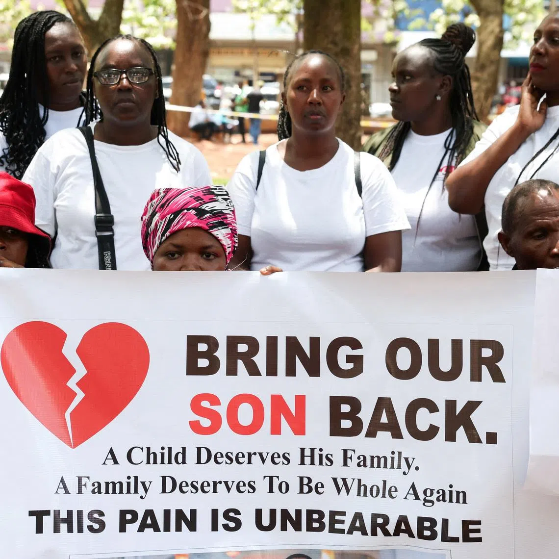 Relatives of Kenyans believed to be fighting for Russia in Ukraine attend a demonstration demanding accountability for all Kenyans in Russia, in downtown Nairobi, Kenya, February 19, 2026. REUTERS/Monicah Mwangi